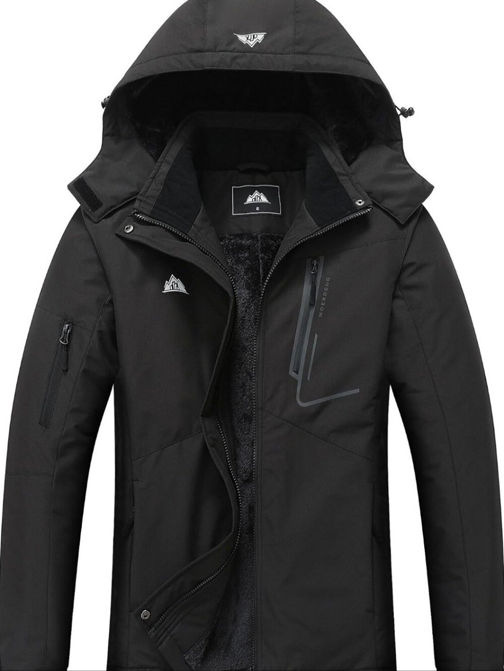 NWT!! Waterproof Fleece Lined Hooded Black Winter Ski, Hike, Rain Jacket. Size M